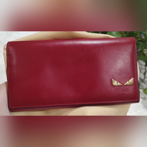 FENDI monster authentic long wallet; Excellent condition red and black leather - Picture 10 of 13
